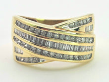 Cargar imagen en el visor de la galería, 2059 Vintage; 9ct  Gold Tiered Natural Diamonds Sparkling Statement Ring
