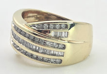 Cargar imagen en el visor de la galería, 2059 Vintage; 9ct  Gold Tiered Natural Diamonds Sparkling Statement Ring
