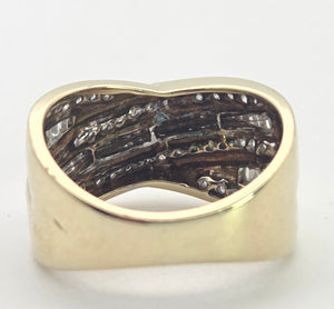2059 Vintage; 9ct  Gold Tiered Natural Diamonds Sparkling Statement Ring