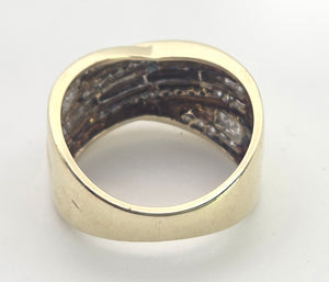2059 Vintage; 9ct  Gold Tiered Natural Diamonds Sparkling Statement Ring