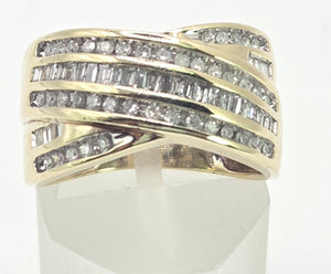 2059 Vintage; 9ct  Gold Tiered Natural Diamonds Sparkling Statement Ring