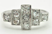 Cargar imagen en el visor de la galería, 2365 Vintage: 18ct White Gold Natural Diamonds (0.55ct) Geometric Set Art Deco Style Ring
