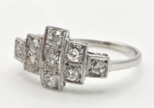 Cargar imagen en el visor de la galería, 2365 Vintage: 18ct White Gold Natural Diamonds (0.55ct) Geometric Set Art Deco Style Ring
