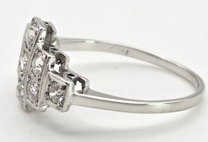 2365 Vintage: 18ct White Gold Natural Diamonds (0.55ct) Geometric Set Art Deco Style Ring
