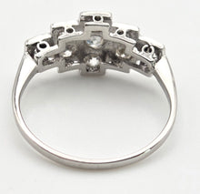 Cargar imagen en el visor de la galería, 2365 Vintage: 18ct White Gold Natural Diamonds (0.55ct) Geometric Set Art Deco Style Ring
