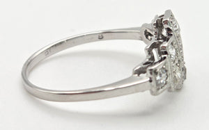 2365 Vintage: 18ct White Gold Natural Diamonds (0.55ct) Geometric Set Art Deco Style Ring