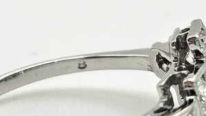 2365 Vintage: 18ct White Gold Natural Diamonds (0.55ct) Geometric Set Art Deco Style Ring