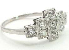 Cargar imagen en el visor de la galería, 2365 Vintage: 18ct White Gold Natural Diamonds (0.55ct) Geometric Set Art Deco Style Ring

