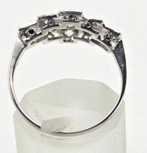 2365 Vintage: 18ct White Gold Natural Diamonds (0.55ct) Geometric Set Art Deco Style Ring