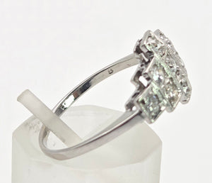 2365 Vintage: 18ct White Gold Natural Diamonds (0.55ct) Geometric Set Art Deco Style Ring