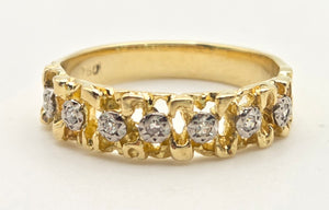 2368 Vintage: 18ct Gold Lattice Work 7 Natural Diamonds (0.14ct)  Dress Ring