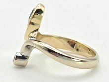 Load image into Gallery viewer, 2373 Vintage: 18ct Yellow &amp; White Gold Blues Sapphire Diamond Abstract Ring
