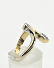 Load image into Gallery viewer, 2373 Vintage: 18ct Yellow &amp; White Gold Blues Sapphire Diamond Abstract Ring
