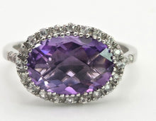 Load image into Gallery viewer, 0123 Vintage: 9ct Gold Purpled Amethyst 28 glacier White Topaz Dress Ring
