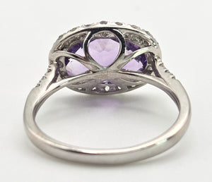 0123 Vintage: 9ct Gold Purpled Amethyst 28 glacier White Topaz Dress Ring