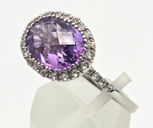 Load image into Gallery viewer, 0123 Vintage: 9ct Gold Purpled Amethyst 28 glacier White Topaz Dress Ring
