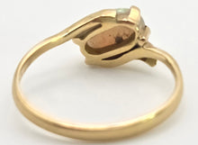 Load image into Gallery viewer, Vintage: Petite 18ct Gold Cabochon White Opal Diamond Snake-Head Ring
