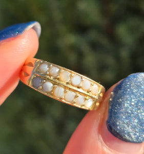 6227 Victorian: 18ct Gold Tiered Seed Pearls Dress Ring- Date Mark 1883