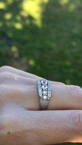 2171 Vintage: 9ct White Gold Pink Morganites 24 Natural Diamonds Openwork Ring
