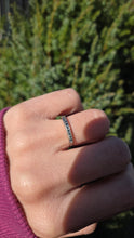 Cargar imagen en el visor de la galería, 1838 Vintage: 9ct White Gold 11 Blue Natural Diamonds Stacker/Half-Eternity Ring
