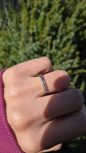 1838 Vintage: 9ct White Gold 11 Blue Natural Diamonds Stacker/Half-Eternity Ring