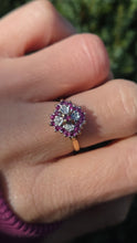 Load image into Gallery viewer, 6221 Vintage: 9ct Gold Diamonds Rubies Cluster Ring- From 1985
