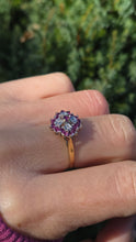 Load image into Gallery viewer, 6221 Vintage: 9ct Gold Diamonds Rubies Cluster Ring- From 1985
