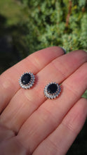 Load image into Gallery viewer, Vintage: 9ct Gold French Blue Sapphires 36 Natural Diamonds Stud Earrings
