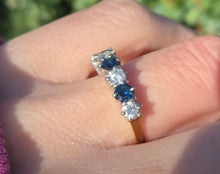 Load image into Gallery viewer, Vintage: 18ct Gold French Blue Sapphires Natural Diamonds (0.8ct) Ring- Exceptional
