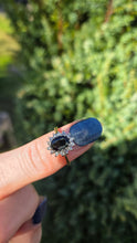 Load image into Gallery viewer, 6216 Vintage; 18ct Gold French Blue Sapphire 14 Diamonds Cluster Ring
