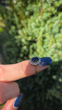Load image into Gallery viewer, 6216 Vintage; 18ct Gold French Blue Sapphire 14 Diamonds Cluster Ring
