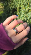 Load image into Gallery viewer, 18ct Gold Modern Brilliant Cut Diamond (0.75ct)  Cornflower Blue Sapphires 3-Stone Ring-Exceptional
