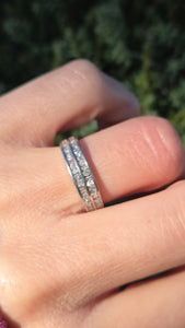 2122 Vintage: 9ct White Gold 22 Natural Diamonds Tiered Stacker/ Dress Ring