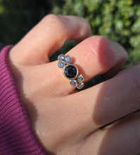 Load image into Gallery viewer, Vintage; 18ct Gold Blue Sapphire Natural Diamonds (0.68ct) Trefoil Set ring
