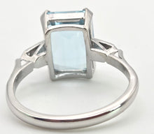 Load image into Gallery viewer, 1867 Vintage: 18ct White Gold Emerald Cut Blue Aquamarine Diamonds Cocktail Ring
