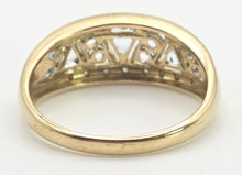 Load image into Gallery viewer, 2462 Vintage: 9ct Gold Swiss Blue topaz 18 Natural Diamonds Openwork Ring
