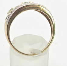 Load image into Gallery viewer, 2462 Vintage: 9ct Gold Swiss Blue topaz 18 Natural Diamonds Openwork Ring
