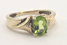 Load image into Gallery viewer, 2477 Vintage; 9ct Gold Peridot White Sapphire Accents Dress Ring
