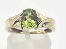 Load image into Gallery viewer, 2477 Vintage; 9ct Gold Peridot White Sapphire Accents Dress Ring
