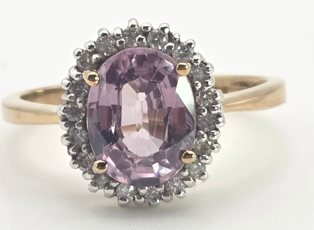 2488 Vintage & Rare  Purple Zircon 16 Natural Sparkling Diamonds Ring