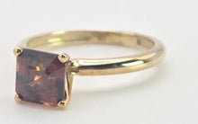 Load image into Gallery viewer, 2490 Vintage: Rare 9ct Gold Square Cut Orange Zircon Solitaire Ring
