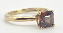 Load image into Gallery viewer, 2490 Vintage: Rare 9ct Gold Square Cut Orange Zircon Solitaire Ring

