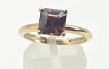 Load image into Gallery viewer, 2490 Vintage: Rare 9ct Gold Square Cut Orange Zircon Solitaire Ring
