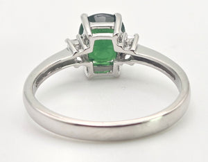 2491 Vintage 18ct White Gold Chrome Diopside Natural Diamonds Dress Ring