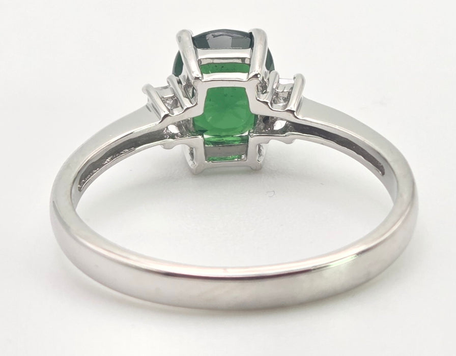 2491 Vintage 18ct White Gold Chrome Diopside Natural Diamonds Dress Ring