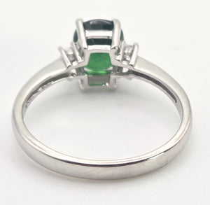 2491 Vintage 18ct White Gold Chrome Diopside Natural Diamonds Dress Ring