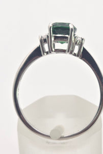 2491 Vintage 18ct White Gold Chrome Diopside Natural Diamonds Dress Ring