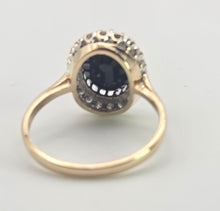Load image into Gallery viewer, 2498 Vintage: 9ct Gold Australian Sapphira 20 Diamonds Diana Style Cluster Ring- From 1986
