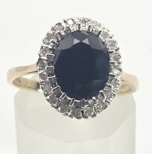Load image into Gallery viewer, 2498 Vintage: 9ct Gold Australian Sapphira 20 Diamonds Diana Style Cluster Ring- From 1986
