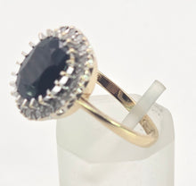 Load image into Gallery viewer, 2498 Vintage: 9ct Gold Australian Sapphira 20 Diamonds Diana Style Cluster Ring- From 1986
